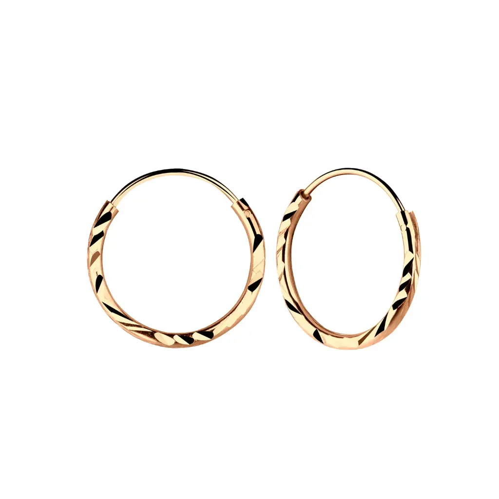925 Silver Rose Gold Plated Diamond Cut Hoop Earring, 0.41 g