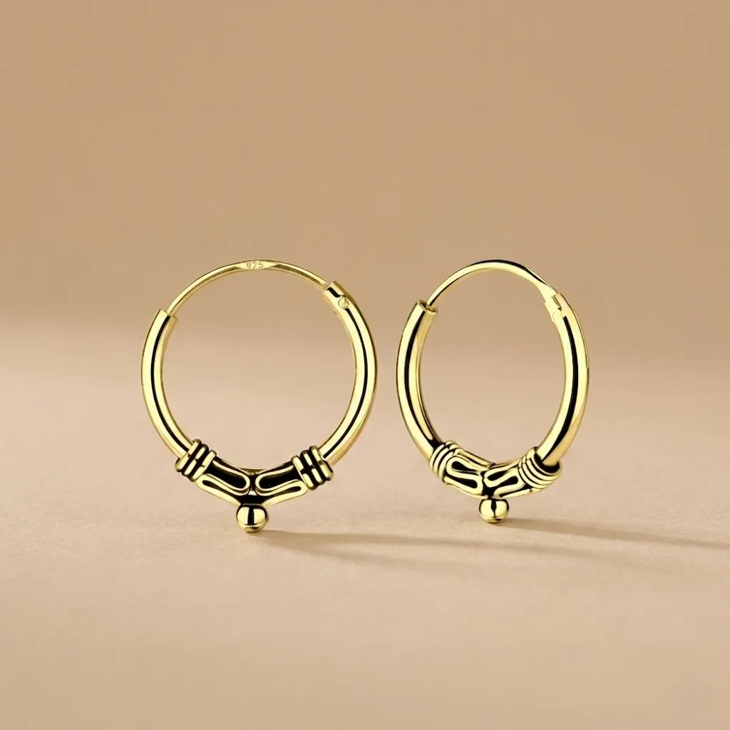 925 Silver 14K Gold Plated Simple Drop Bali Hoop Earring, 0.93 g