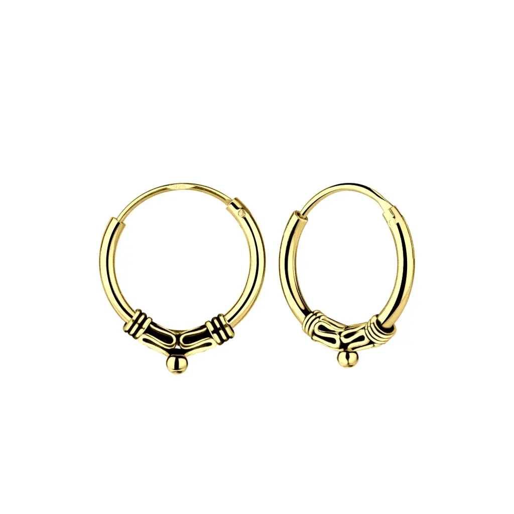 925 Silver 14K Gold Plated Simple Drop Bali Hoop Earring, 0.93 g