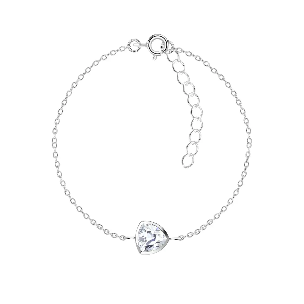 925 Silver Trillion White Cubic Zirconia Bracelet, 1.24 g 