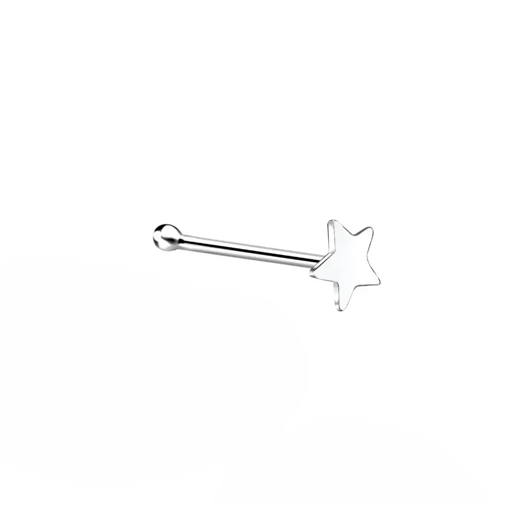 925 Silver Star Straight Stud With Ball Nose Ring, 0.2 g