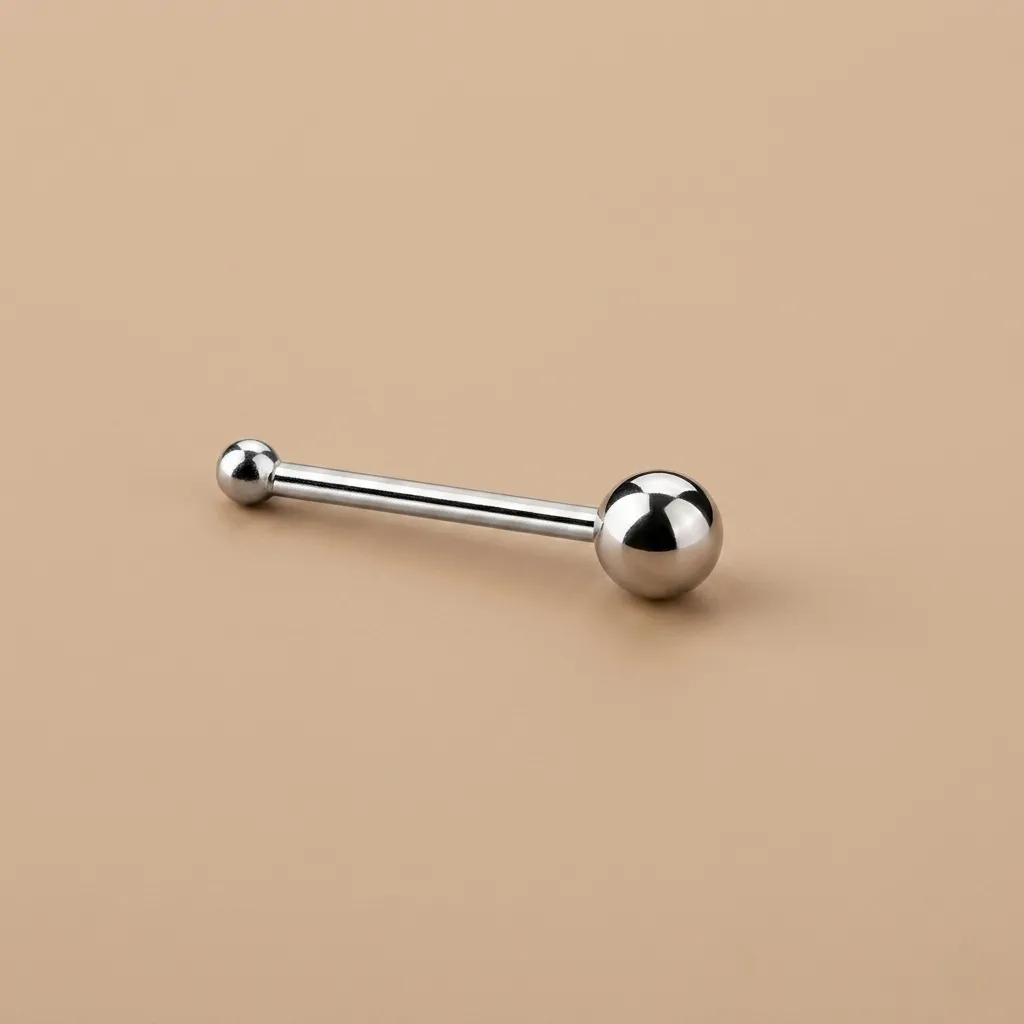 925 Silver Ball Straight Stud With Ball Nose Ring, 0.2 g