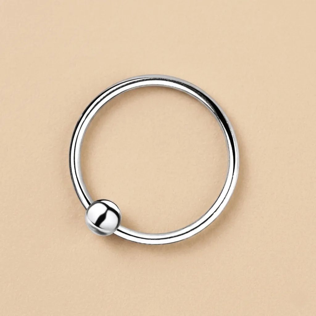 925 Silver Ball Circle Nose Ring, 0.54 g