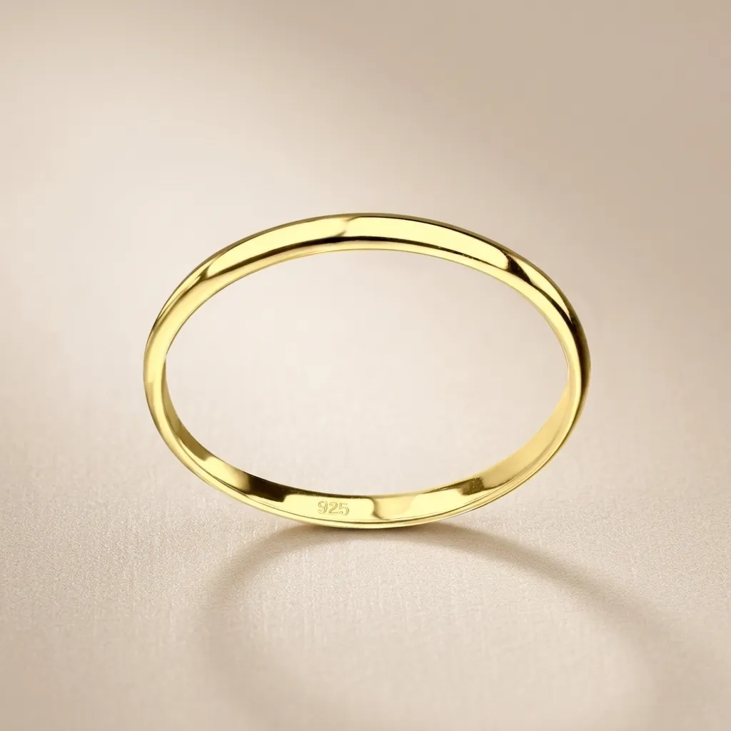 925 Silver 14K Gold Plated Band Ring US 6, 1.00 g