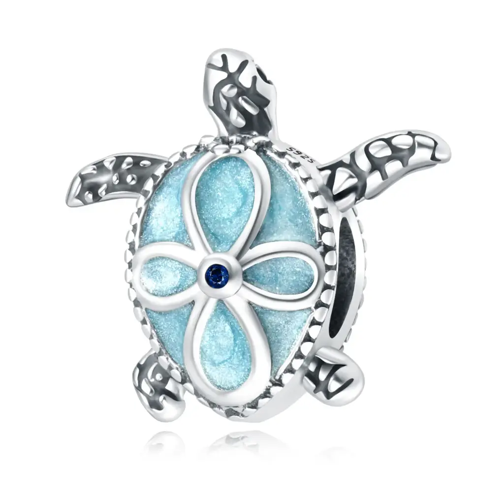 925 Silver Blue Turtle Charm, 2 g