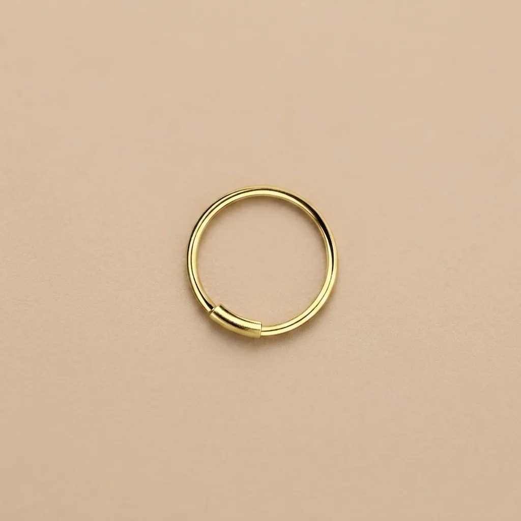 925 Silver 14K Gold Plated Tusk-shaped Circle Nose Ring, 0.18 g