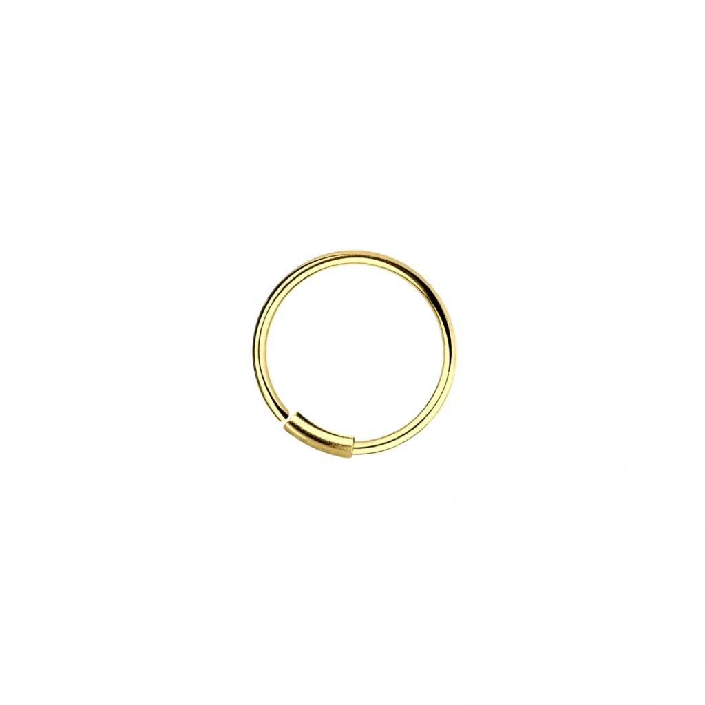 925 Silver 14K Gold Plated Tusk-shaped Circle Nose Ring, 0.18 g