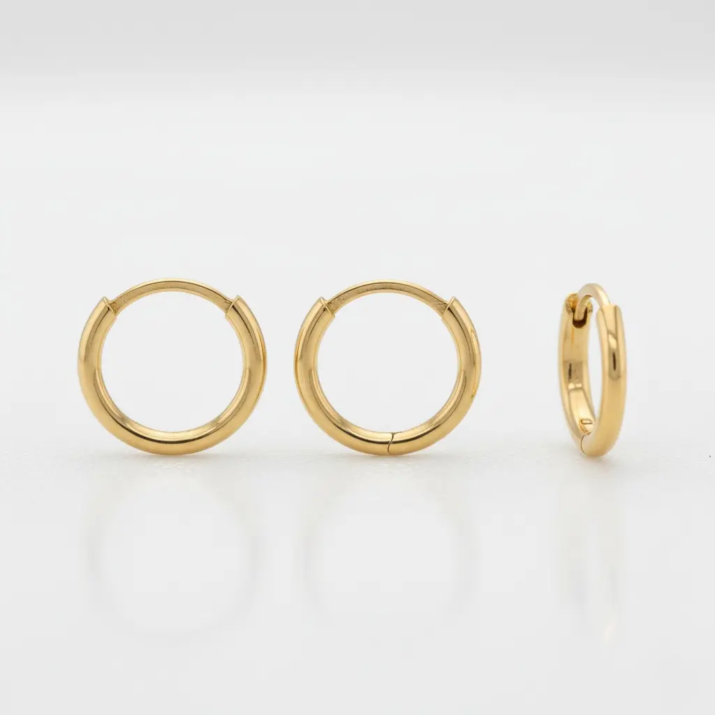 18K Solid Yellow Gold 8mm Creole Hoop Earrings, 0.20 g