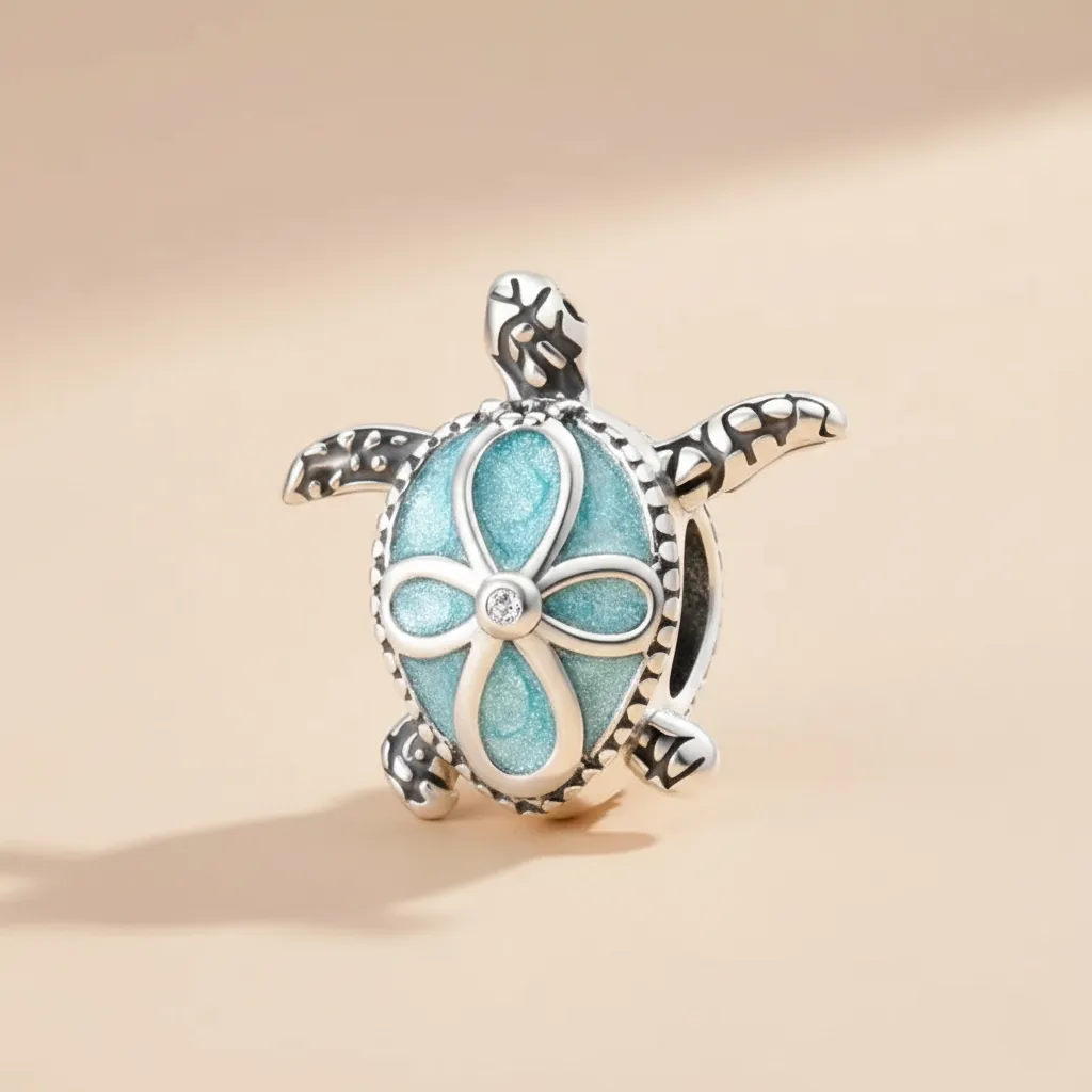925 Silver Blue Turtle Charm, 2 g