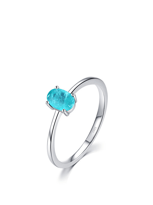 925 Silver Band Ring with Blue Opal US 7, 0.0030 kg