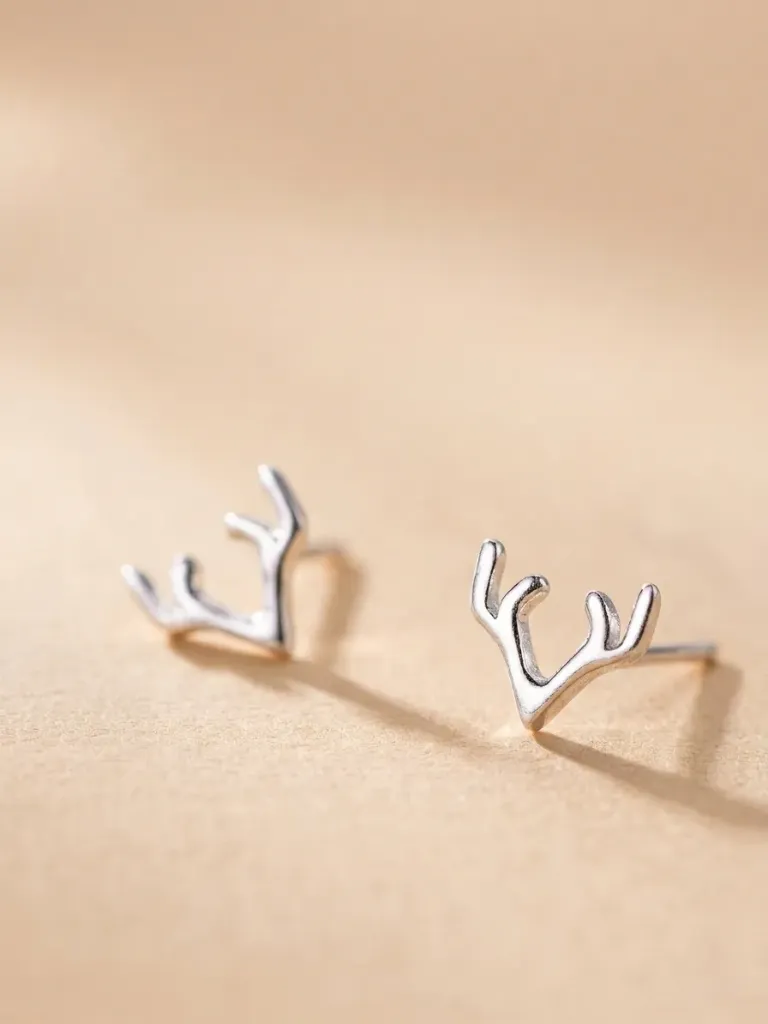 925 Silver Antler Stud Earring, 0.0020 kg