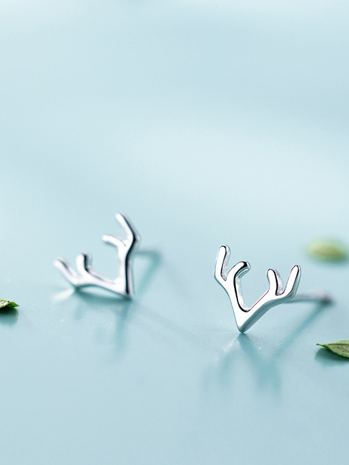 925 Silver Antler Stud Earring, 0.0020 kg