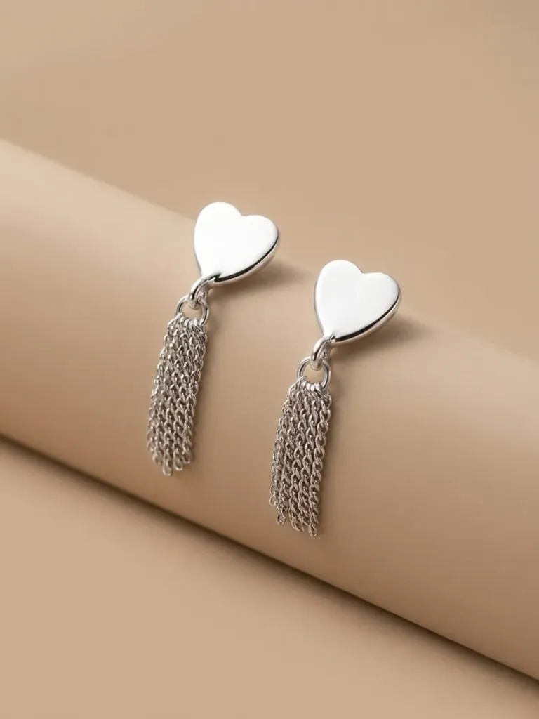 925 Silver Single Heart Multiple Drop Earring, 0.0050 kg