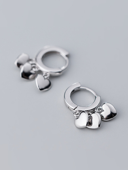925 Silver Heart Clip On Earring, 0.0030 kg