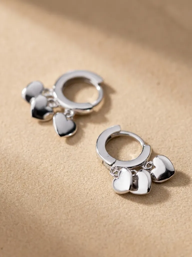 925 Silver Heart Clip On Earring, 0.0030 kg