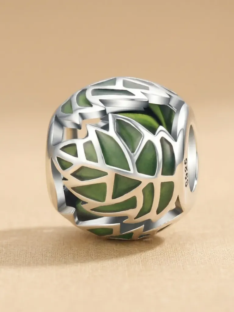925 Silver Green Leaf Charm, 0.0014 kg