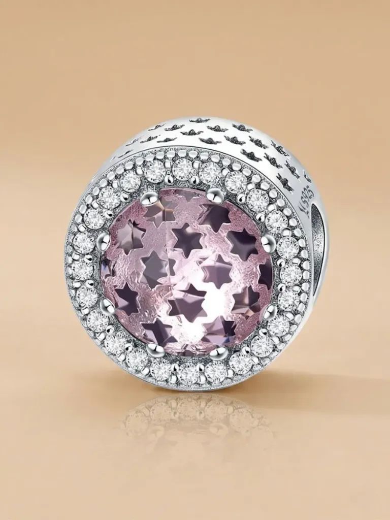 925 Silver Pink Romantic Starry Charm, 0.0019 kg