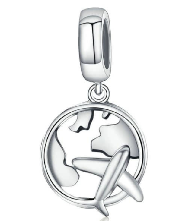 S925 Plane Travel Charm, 0.0040 kg