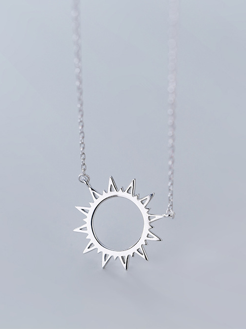 S925 Hollow Sun Necklace, 0.0030 kg