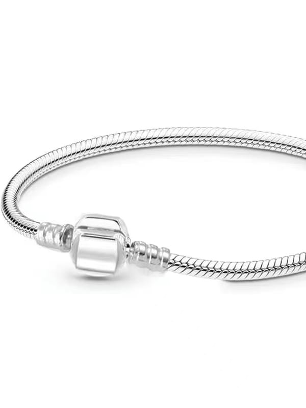 925 Silver Snake Link Charm Bracelet 16.5 cm, 0.0090 kg