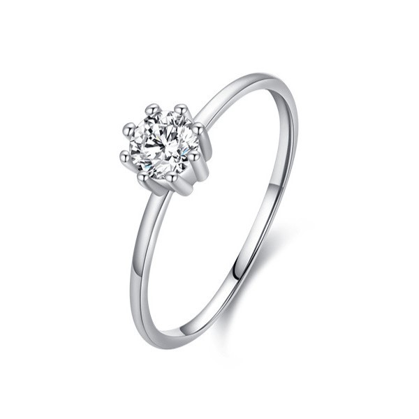 925 Silver Single Cubic Zirconia Flower Band Ring US 6, 0.0030 kg