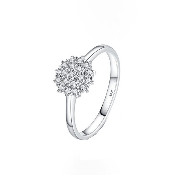 925 Silver Cubic Zirconia Round Flower Band Ring US 6, 0.0040 kg