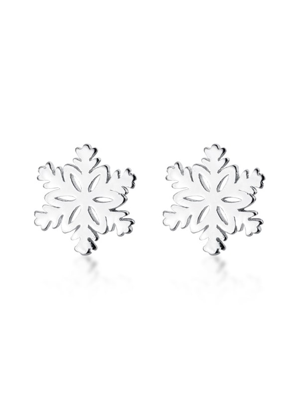 925 Silver Snowflake Plain Stud Earring, 0.0040 kg