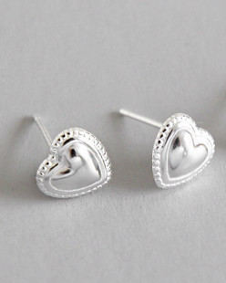925 Silver Peach Heart Stud Earring, 0.0010 kg