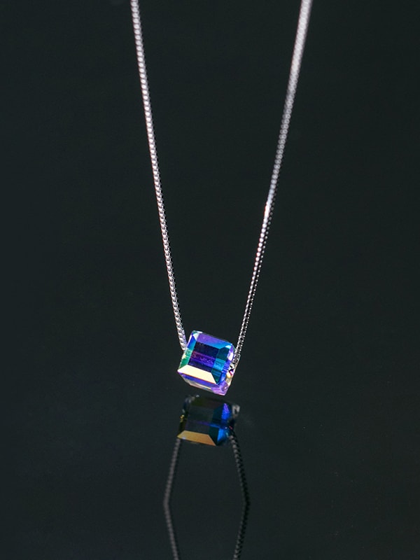S925 Crystal Square Necklace, 0.0050 kg