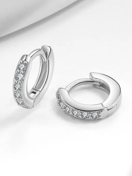 S925 Single Layer Cubic Zirconia Huggie Earring, 0.0050 kg