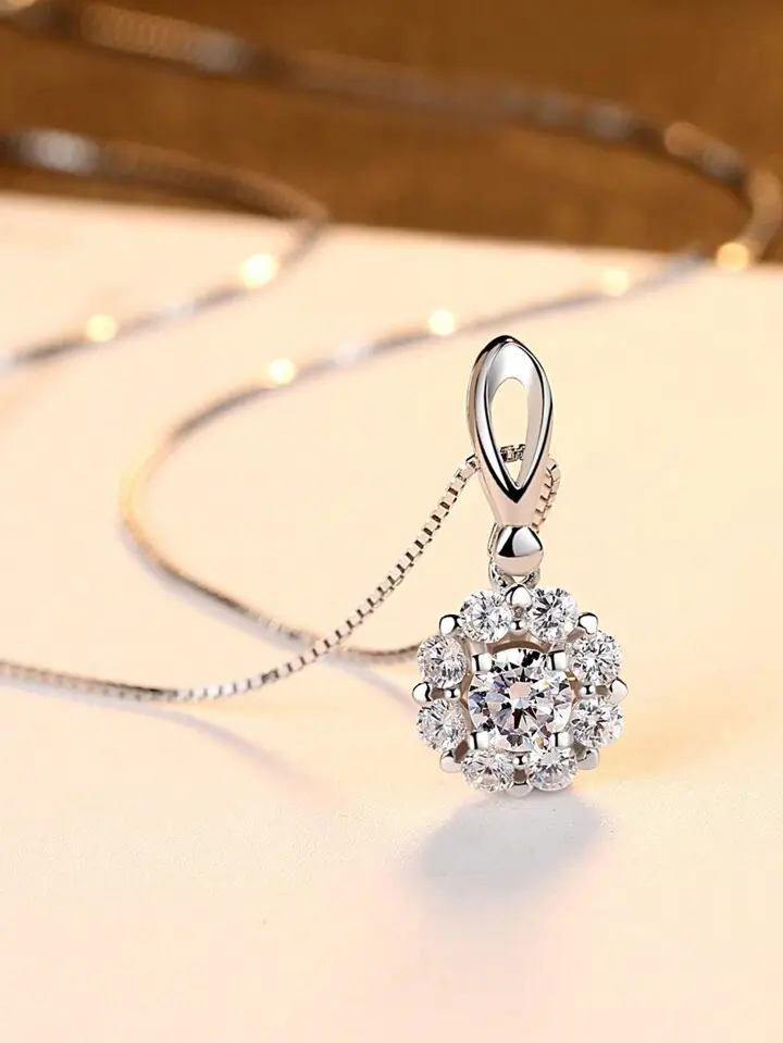 S925 Flower Cubic Zirconia Necklace, 0.0040 kg