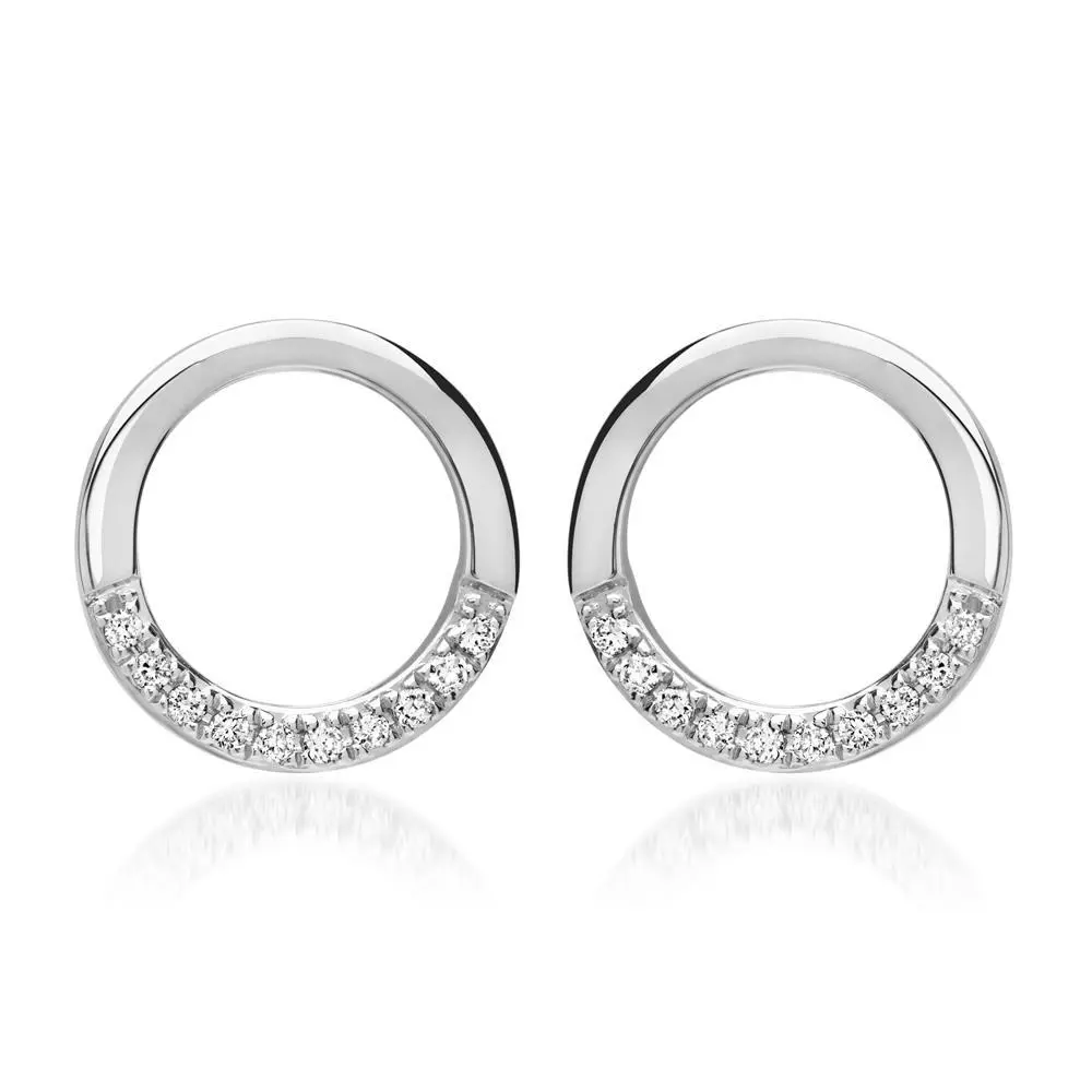 S925 Rhinestones Hollow Round Stud Earring, 0.0030 kg