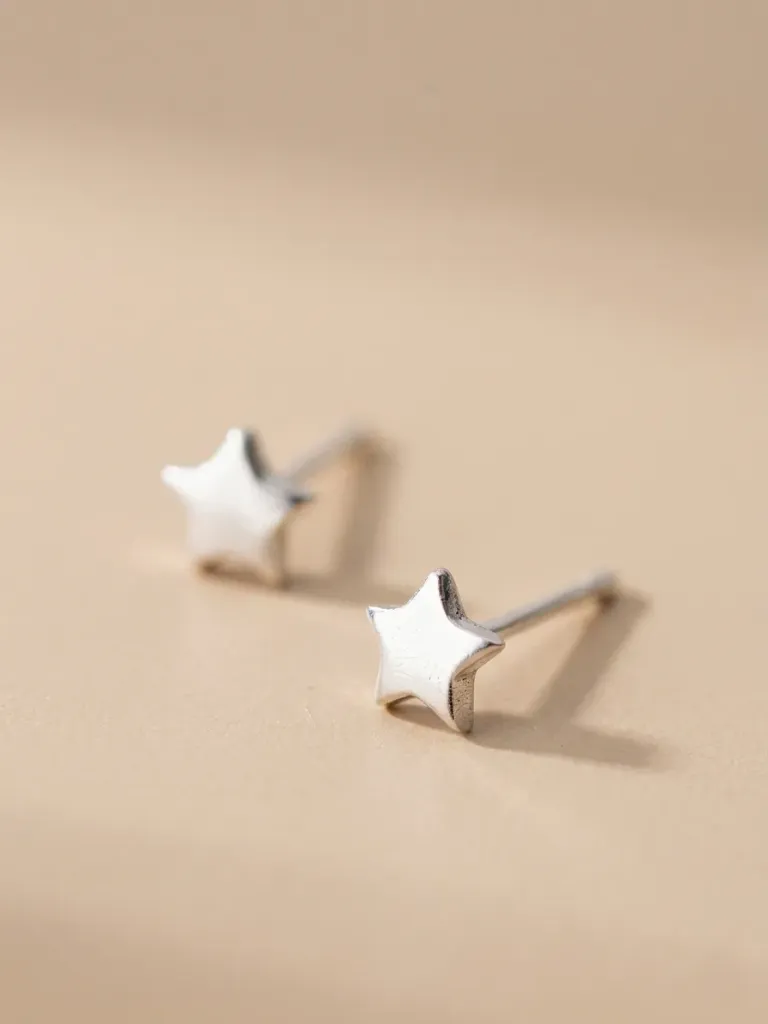 925 Silver Elegant Star Stud Earring, 0.0014 kg