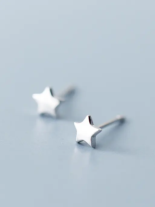S925 Elegant Star Stud Earring, 0.0014 kg