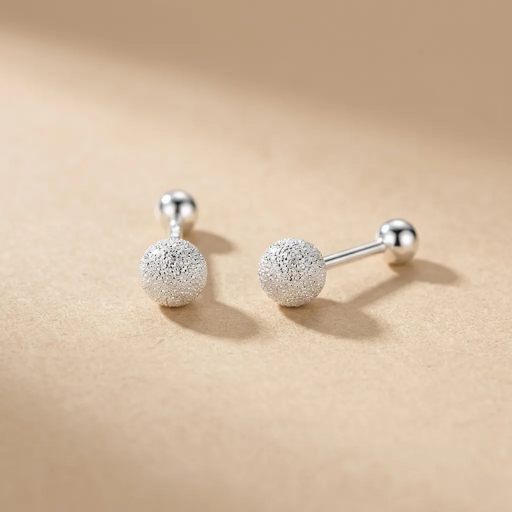 925 Silver Bead Geometric Stud Earring, 0.0050 kg
