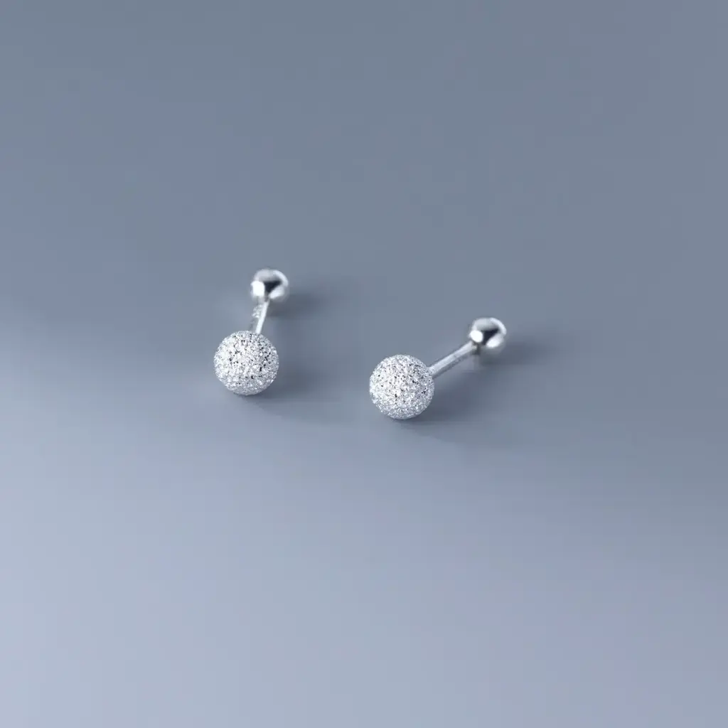 925 Silver Bead Geometric Stud Earring, 0.0050 kg