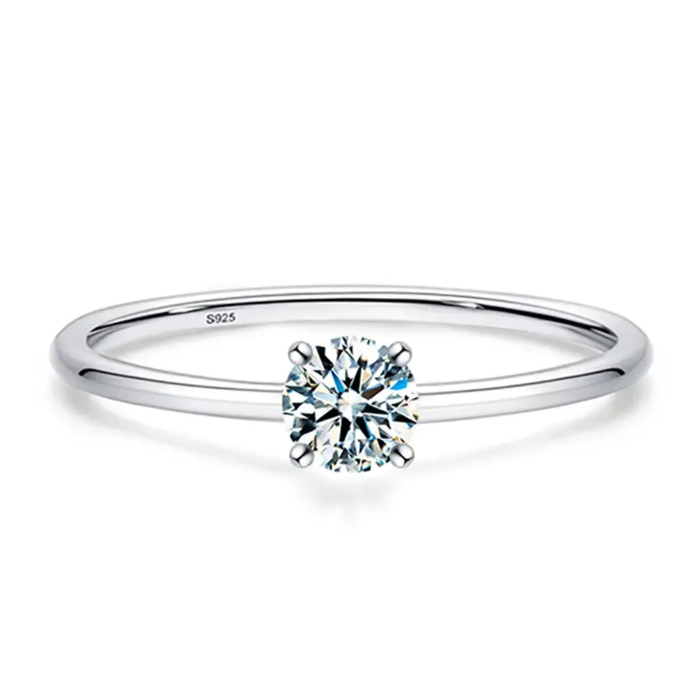 S925 Moissanite Minimalist Band Ring US 6, 0.0040 kg