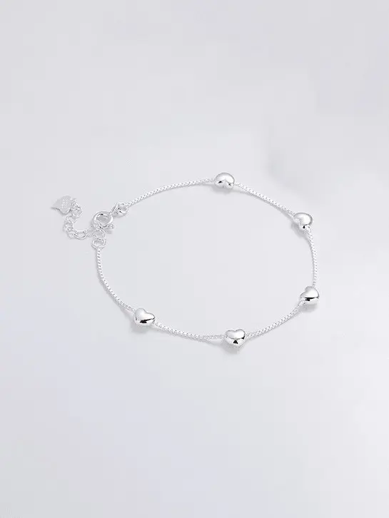 S925 Heart Minimalist Link Bracelet, 0.0050 kg