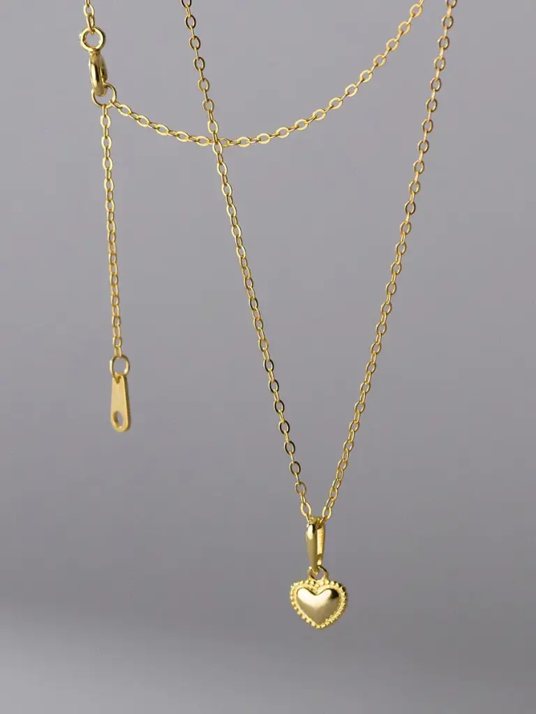 925 Silver 14K Gold Plated Heart Necklace, 0.0050 kg