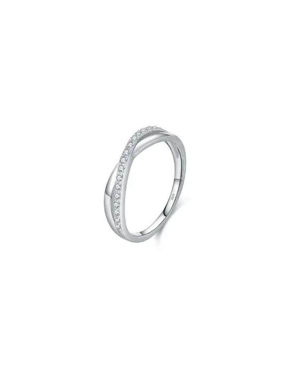925 Silver Cross Enveloped Smooth Cubic Zirconia Ring US 7, 0.0050 kg