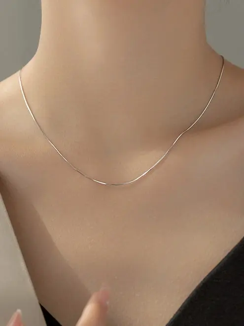 925 Single Strand Minimalist Necklace, 0.0030 kg