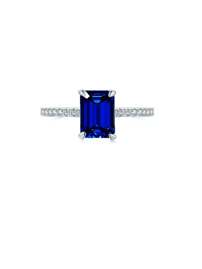 925 Silver Dark Blue High Carbon Diamond Ring US 6, 0.0060 kg 