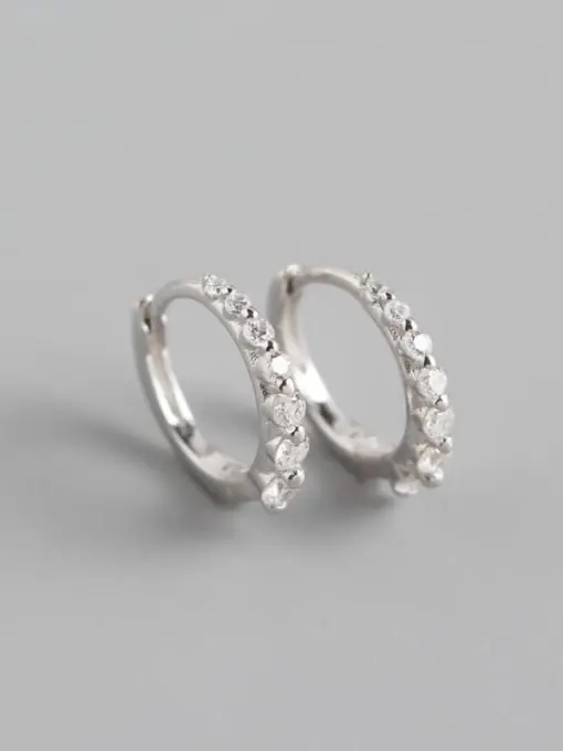 925 Silver White Cubic Zirconia Huggie Earring, 0.0040 kg