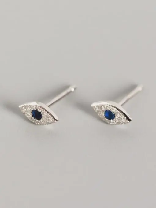 925 Silver Rhinestone Blue Evil Eye Stud Earring, 0.0040 kg