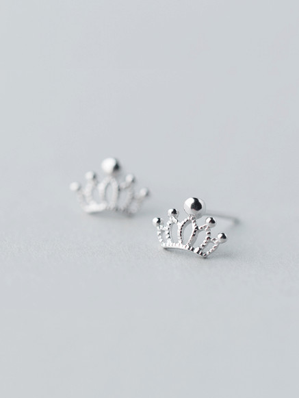 925 Silver Crown Stud Earring, 0.0010 kg