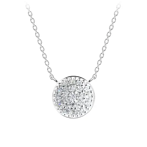 925 Silver Round Filled White Cubic Zirconia Necklace, 2.24 g