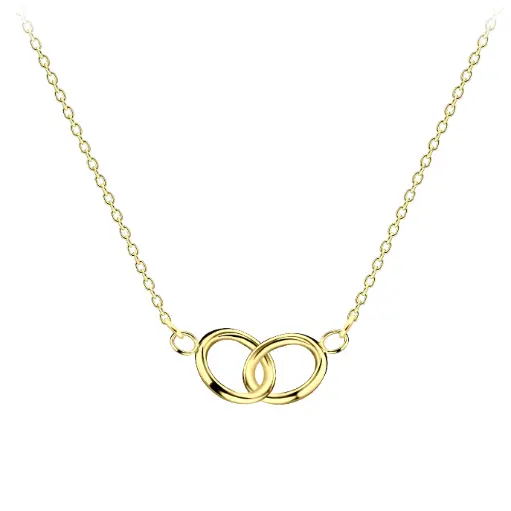 925 Silver 14K Gold Plated Intertwined Double Circle Necklace, 1.56 g