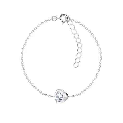 925 Silver Trillion White Cubic Zirconia Bracelet, 1.24 g 