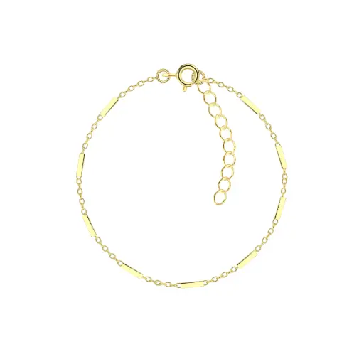 925 Silver 14K Gold Plated Cable Bar Bracelet, 0.86 g