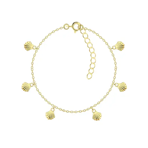 925 Silver 14K Gold Plated Shell Bracelet, 1.13 g 